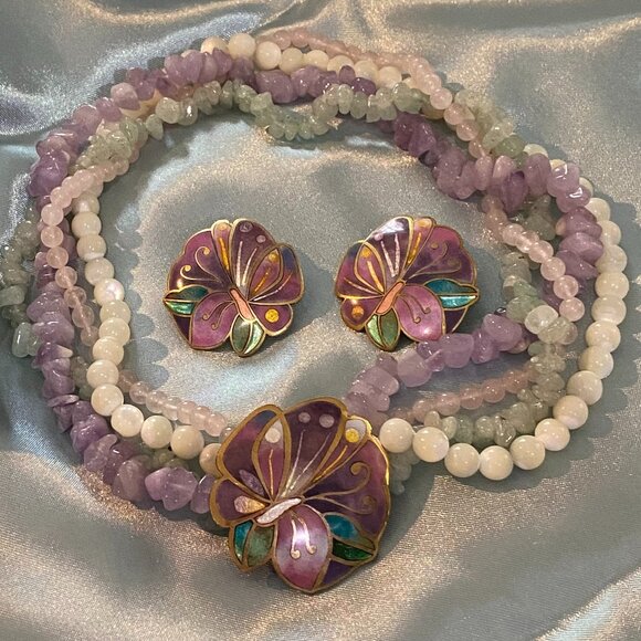 Artist David Kuo Enamel Champleve, Necklace, Bracelet, Earrings. - Picture 4 of 14